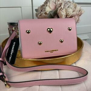 NWT Karl Lagerfeld Paris Pink Gold Heart Crossbody💕